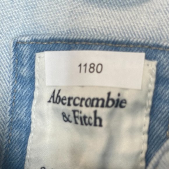 Abercrombie & Fitch Soft Blue Denim Jean Jacket Moto Elastic Waist - Picture 16 of 16